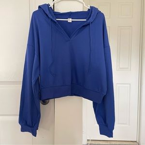 Navy Cobalt Blue Cropped Hoodie